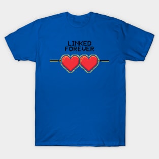 Linked Hearts Pixel Art Video Gamer Valentines Design T-Shirt